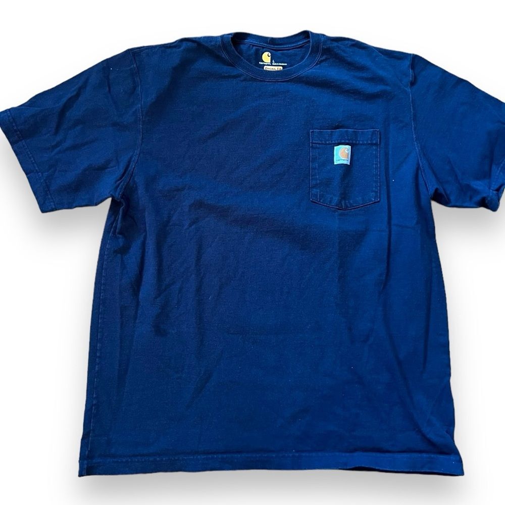 Carhartt Mens Loose Fit Heavyweight Pocket Tee Shirt Short Sleeve Navy Blue L